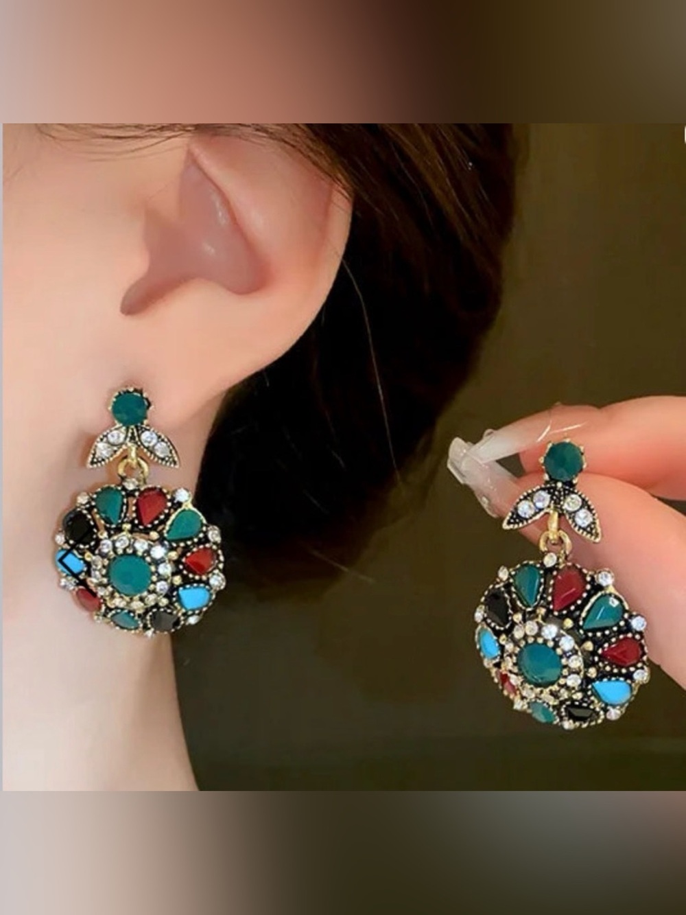 Boho Multi-Stone Vintage-Style
Necklace and Earring Set - Picture 5 of 6